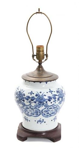 A Chinese Blue and White Jar Height 10 inches