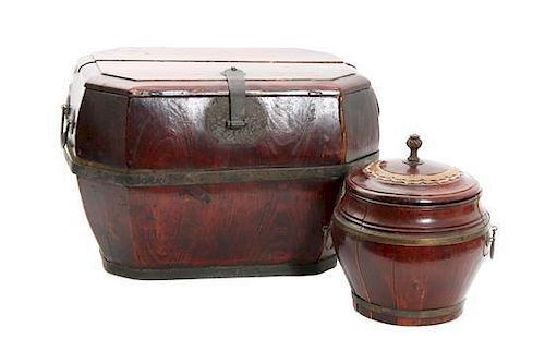 Two Chinese Lacquered Wood Boxes Height 11 1/2 x width 15 1/2 x depth 11 1/2 inches (larger)