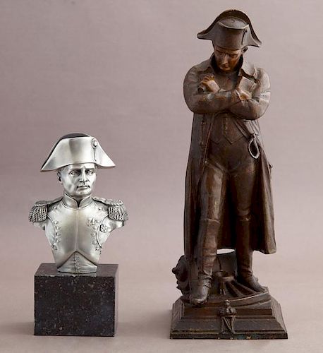 Two French Statues of Napoleon Bonaparte, one a pe
