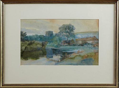 English School, "View Across the River," late 19th