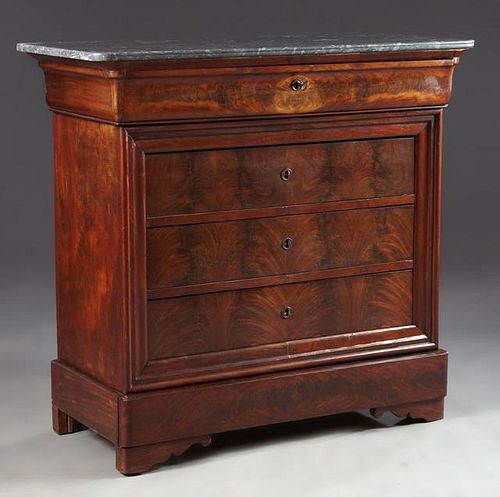 French Louis Philippe Carved Mahogany Marble Top C