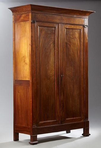 French Restoration Carved Walnut Armoire, 19th c.,