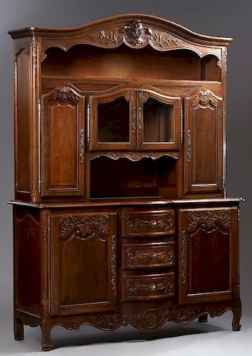 French Louis XV Style Carved Walnut Buffet a Deux