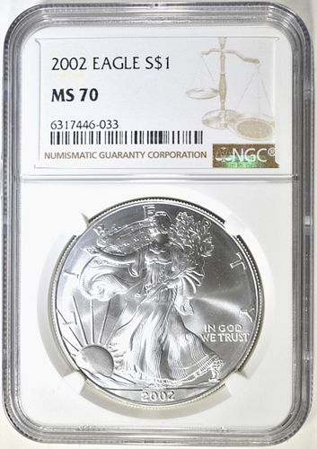 2002 AMERICAN SILVER EAGLE NGC MS 70