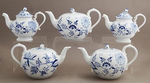 Group of Five Meissen Porcelain Tea and Coffee Pot