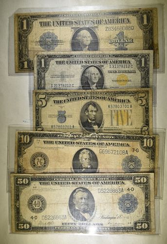 LOT OF 5 U.S. CURRENCY: