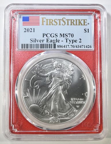 2021 TYPE 2 AMERICAN SILVER EAGLE  PCGS MS-70