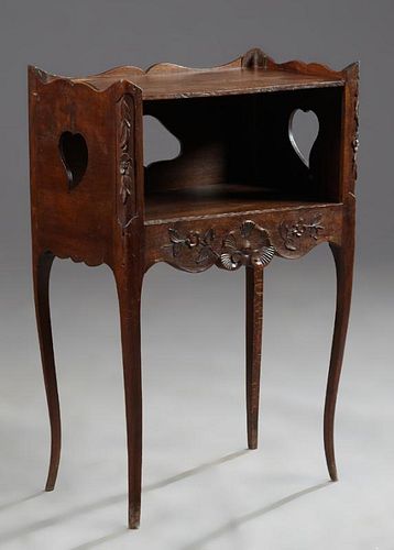 French Louis XV Style Carved Poplar Nightstand, ea