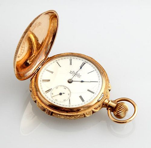 Lady's 14K Yellow Gold Hunting Case Pocket Watch,