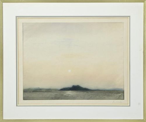 American School, "Misty Landscape," 20th c., print