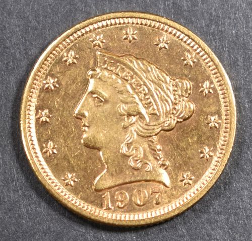 1907 GOLD $2.5 LIBERTY  CH/GEM BU  PROOF LIKE