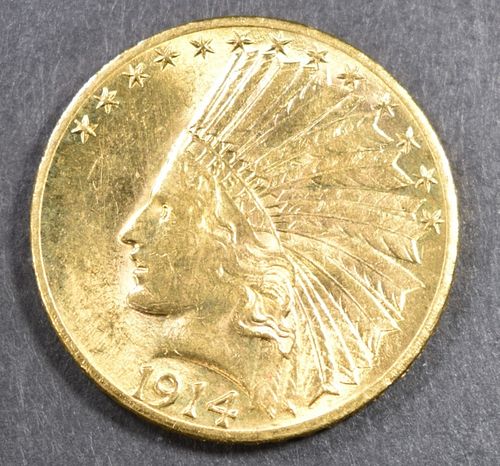 1914-D GOLD $10 INDIAN  VERY CH BU