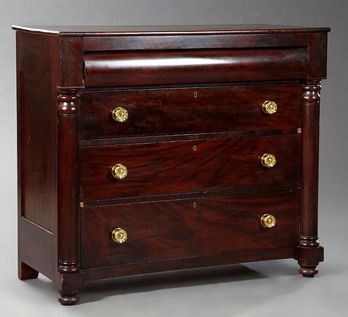 American Late Classical Carved Mahogany Chest of D