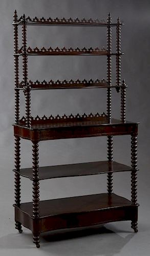 American Gothic Revival Carved Mahogany Etagere, l