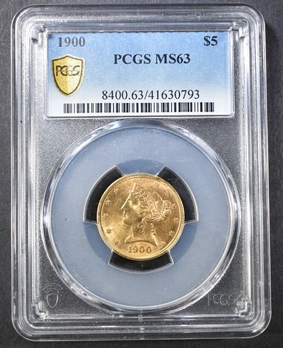 1900 GOLD $5 LIBERTY  PCGS MS-63