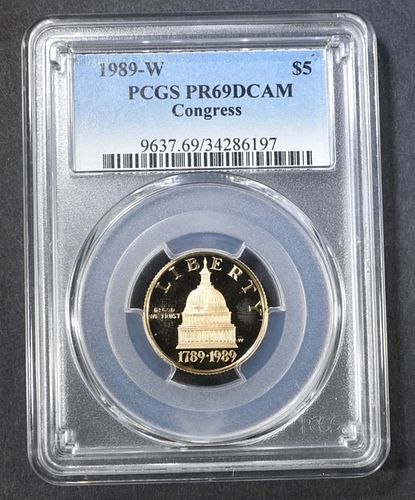 1989-W GOLD $5 CONGRESS  PCGS PR-69 DCAM