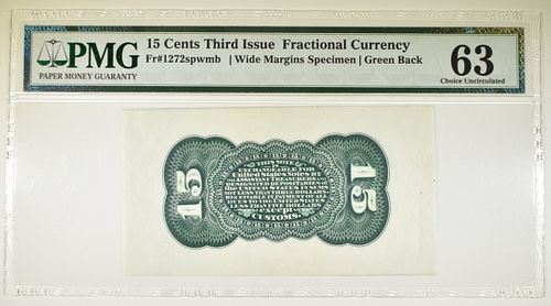 15c 3RD  ISSUE FRACTIONAL CURRENCY SPECIMEN PMG-63