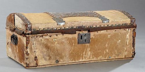 Pony Hide Trunk, 1862, the domed lid with a tooled