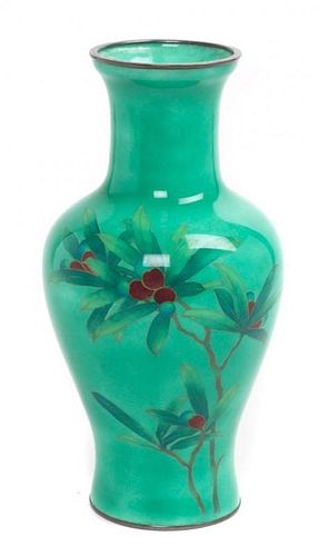 A Japanese Plique-a-Jour Vase Height 9 1/2 inches.