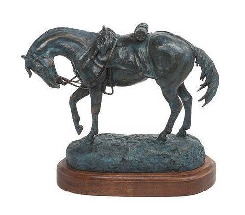 An American Bronze Figure Width 12 1/2 inches.