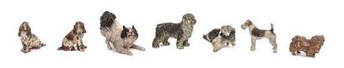 Seven Austrian Cold Painted Bronze Figures Width of widest 3 1/4 inches.