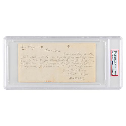 John Dillinger Autograph Letter Signed - PSA MINT 9