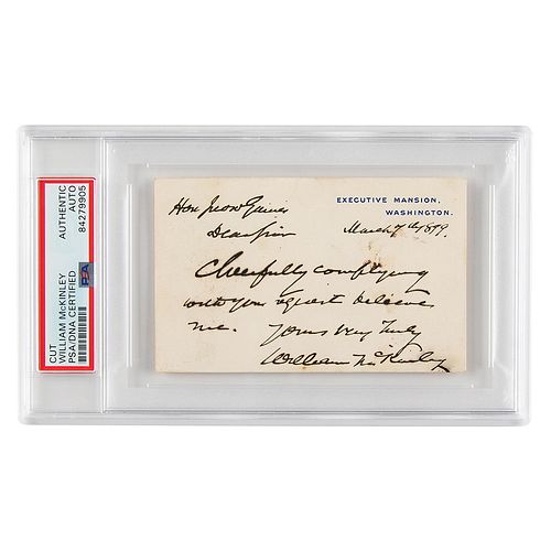 William McKinley Signed White House Card