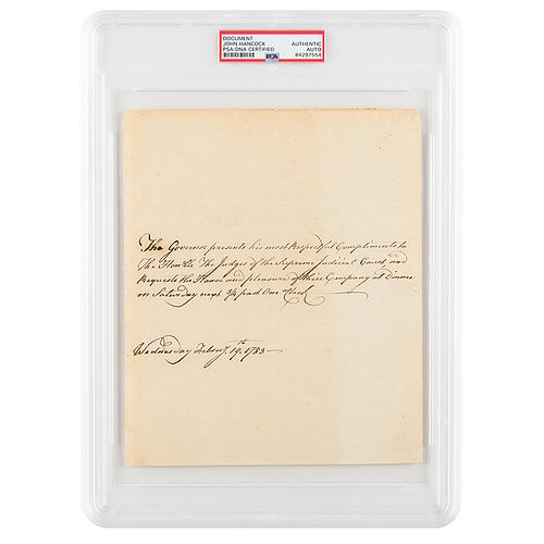John Hancock Autograph Letter Signed as Governor