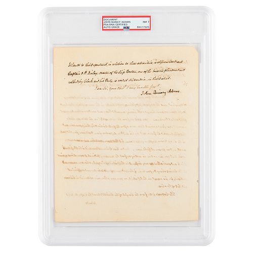 John Quincy Adams Letter Signed - PSA NM 7