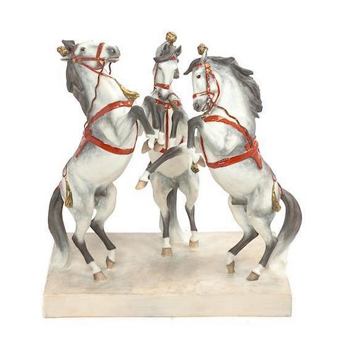 A Royal Worcester Porcelain Figural Group, Doris Lindner Height 11 inches.