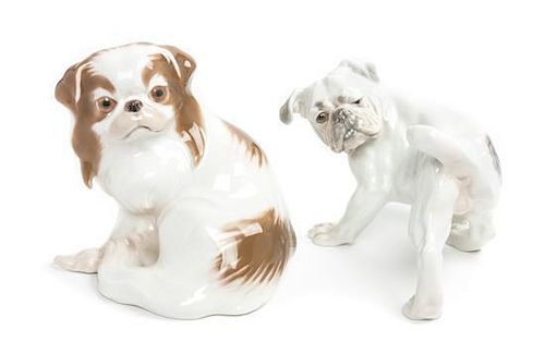 Two Bing & Grondahl Porcelain Figures Width of widest 8 inches.