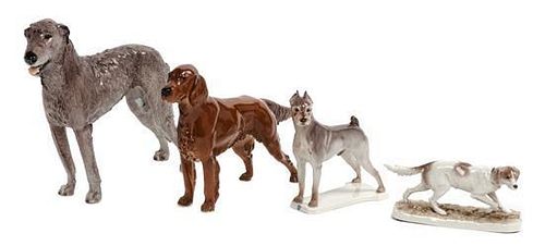 Four Nymphenburg Porcelain Dogs Width of widest 12 1/2 inches.