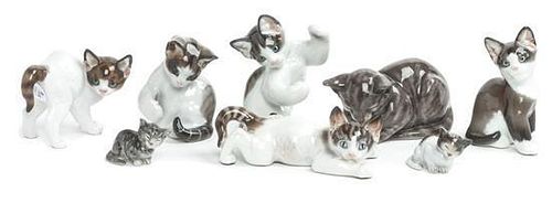 Eight Rosenthal Porcelain Figures Width of widest 6 1/2 inches.