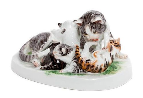 A Meissen Porcelain Figural Group Width 12 inches.