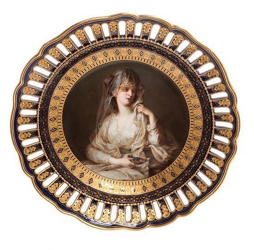 * A Meissen Reticulated Porcelain Cabinet Plate Diameter 9 3/8 inches.