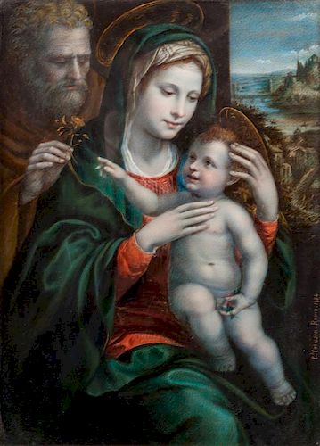 * Carlo Caruson, (Italian, fl. 1876), Portrait of Holy Family, 1884 (After Giovanni Antonio Bazzi, Italian 1477-1549)