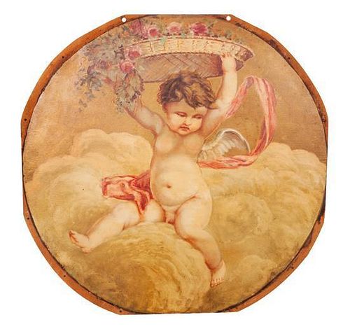 * Artist Unknown, (19th/20th century), Cherub Holding Basket Overhead