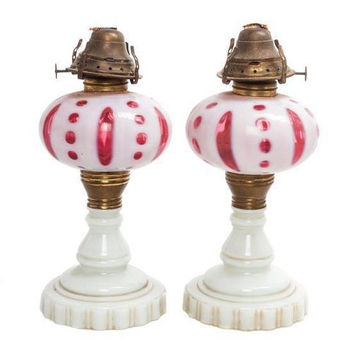 * Two American Fluid Lamps Height 11 1/4 inches.