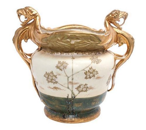 * An Amphora Jardiniere Height 13 inches.