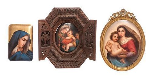 * Three Continental Porcelain Plaques Height of tallest overall 6 1/2 inches.