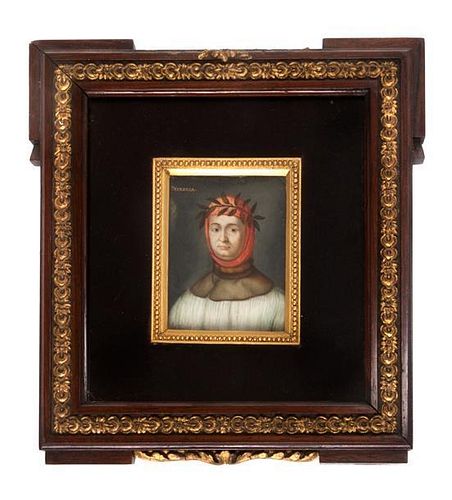 * A Continental Portrait Miniature 2 3/4 x 2 1/8 inches.