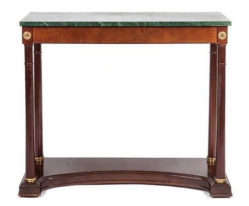 * An Empire Style Mahogany Console Table Height 30 x width 34 3/4 x depth 13 3/4 inches.