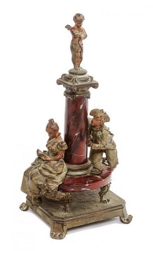 * A Continental Marble and Bronze Figural Group Height 10 inches.