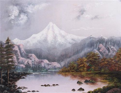 * Artist Unknown, (Late 19th century), Mountain Lake Landscape