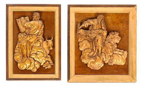 * Two Carved Giltwood Panels Height overall 17 3/4 inches.
