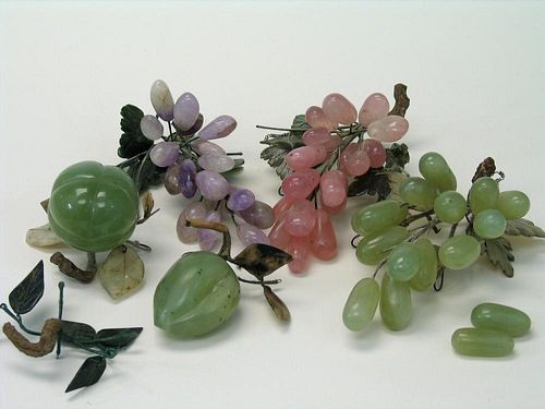 Group of Chinese Jade /Stone Carved Fruits.