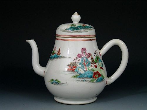 Antique Chinese Famille Rose Porcelain Teapot, 18th
