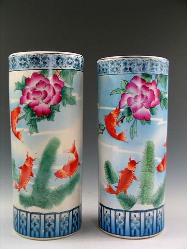 Two Chinese Porcelain Hat vases.