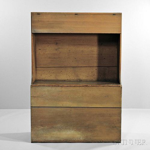Shaker Yellow/Brown-painted Box with Covered Shelf