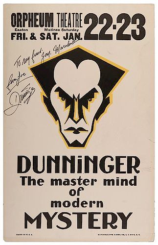 Dunninger, Joseph. Dunninger the Master Mind of Modern Mystery.